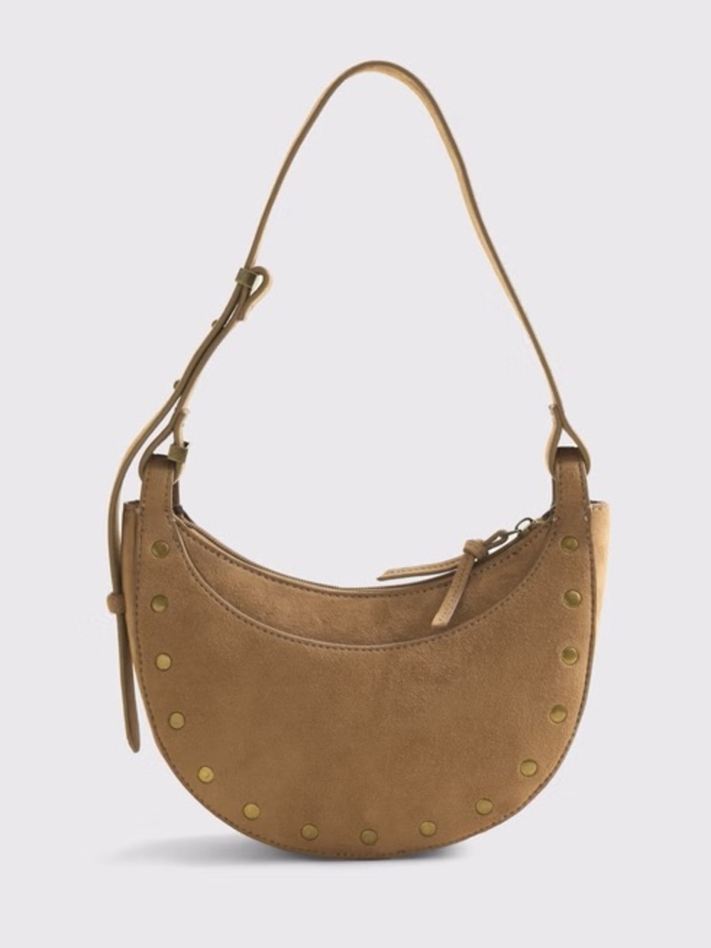 Abercrombie & Fitch Vegan Suede Studded Saddle Bag